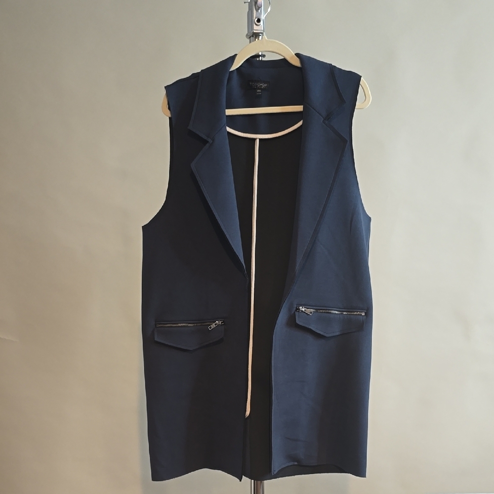 Topshop Blue Sleeveless Vest Modern Design